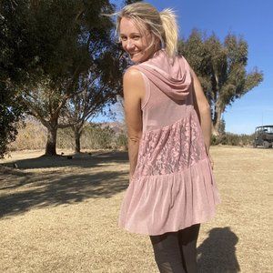 VOCAL lace, suede, chiffon zippered hoodie cover